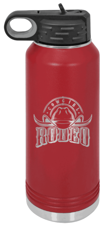 Rodeo Cowgirl - 32oz Water Bottle Laser Engraved- Maroon