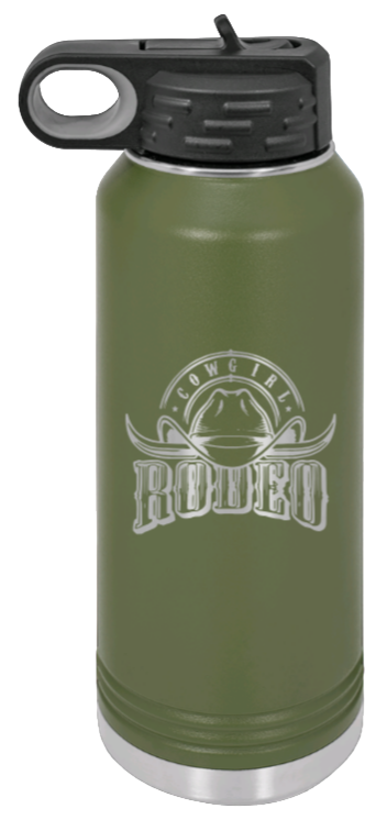 Rodeo Cowgirl - 32oz Water Bottle Laser Engraved- Olive