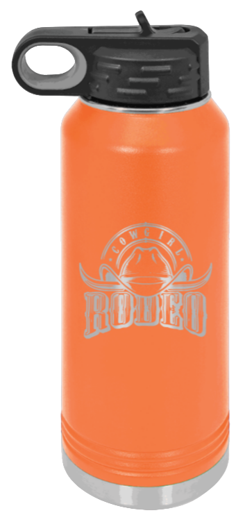 Rodeo Cowgirl - 32oz Water Bottle Laser Engraved- Orange
