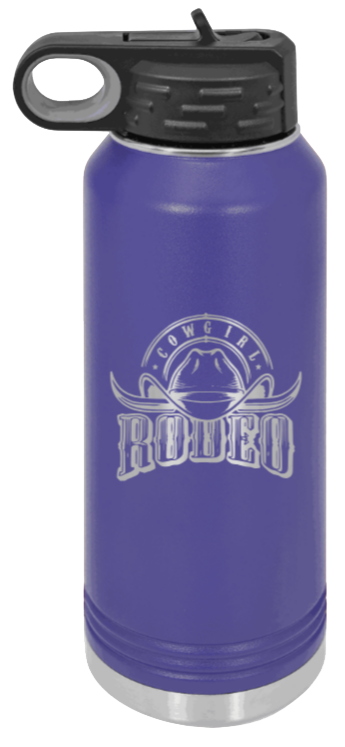 Rodeo Cowgirl - 32oz Water Bottle Laser Engraved- Purple