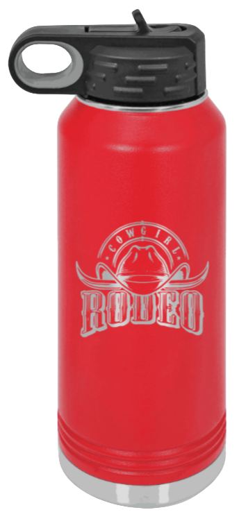 Rodeo Cowgirl - 32oz Water Bottle Laser Engraved- Red