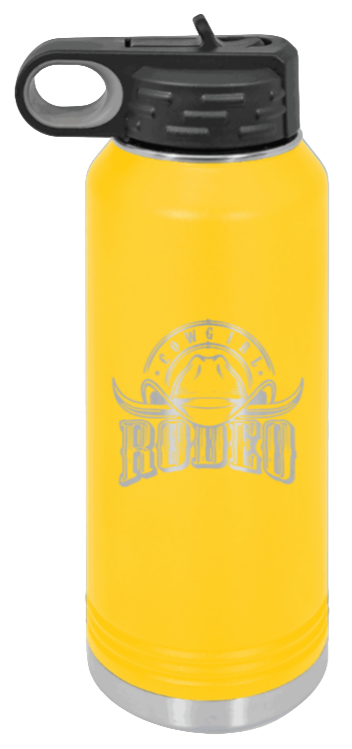 Rodeo Cowgirl - 32oz Water Bottle Laser Engraved- Yellow