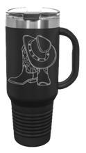 Load image into Gallery viewer, Cowboy Hat and Boots 40oz Handle Mug Laser Engraved
