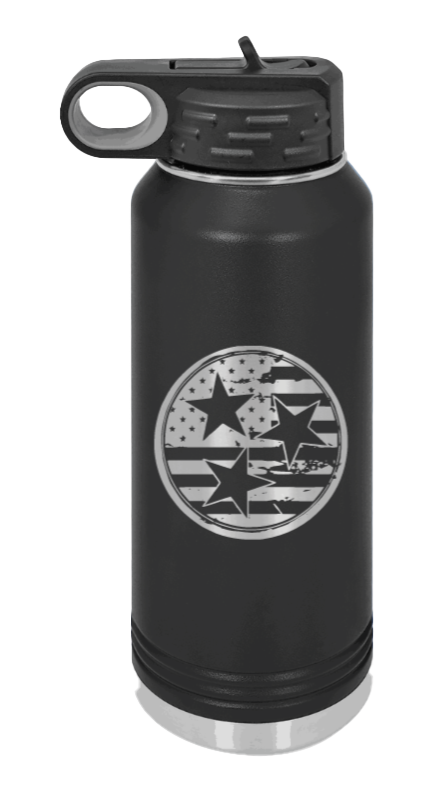 Tennessee Tri-Star Flag Laser Engraved Water Bottle (Etched)
