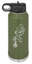 Load image into Gallery viewer, Grinch with Ornament Laser Engraved Water Bottle (Etched)
