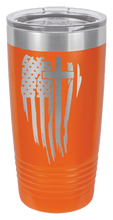 Load image into Gallery viewer, Cross Flag Vertical Laser Engraved Tumbler (Etched)
