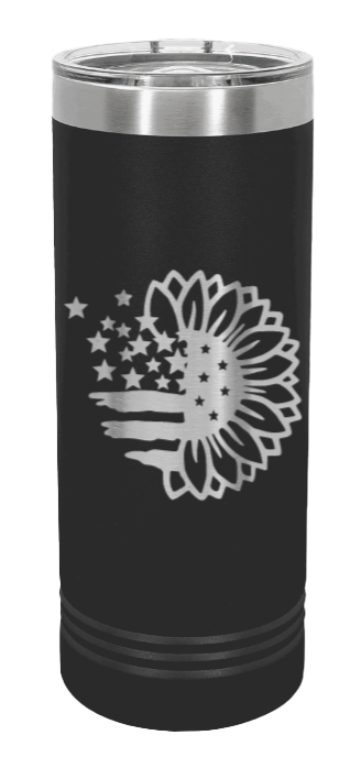 Sunflower Flag Laser Engraved Skinny Tumbler (Etched)