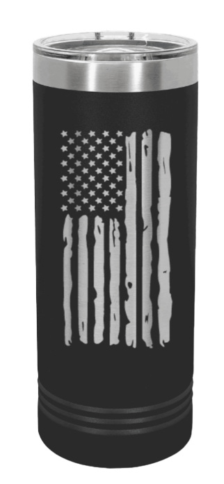 Distressed Flag Laser Engraved Skinny Tumbler (Etched)