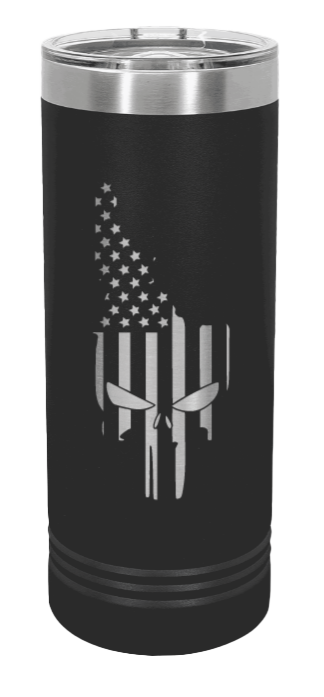 Idaho Punisher Flag Laser Engraved Skinny Tumbler (Etched)