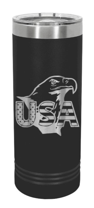 USA Eagle Laser Engraved Skinny Tumbler (Etched)