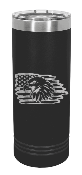 Eagle Flag 2 Laser Engraved Skinny Tumbler (Etched)