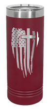 Load image into Gallery viewer, Cross Flag Laser Engraved Skinny Tumbler (Etched)
