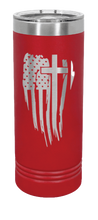 Load image into Gallery viewer, Cross Flag Laser Engraved Skinny Tumbler (Etched)
