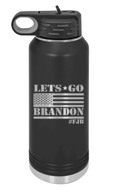 Let's Go Brandon Flag Water Bottle Laser Engraved (Etched)