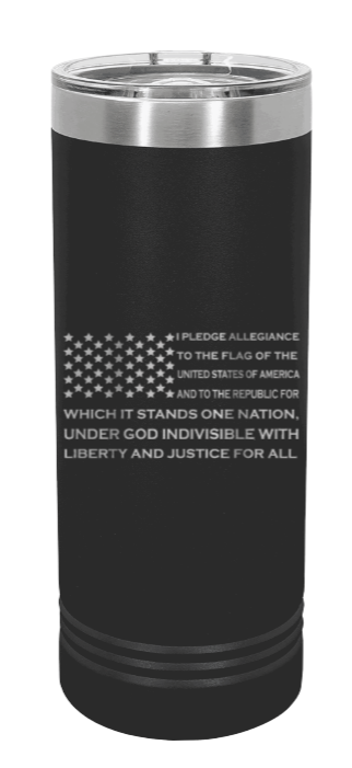 Pledge Flag Laser Engraved Skinny Tumbler (Etched)
