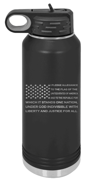 Pledge Flag Laser Engraved Water Bottle (Etched)