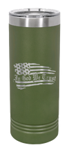 Load image into Gallery viewer, In God We Trust Tattered Flag Laser Engraved Skinny Tumbler (Etched)
