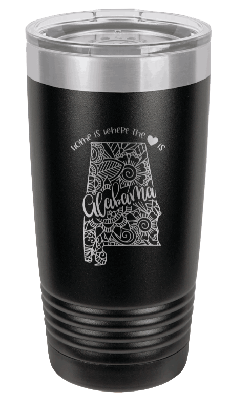 Alabama - Home Is Where the Heart is Laser Engraved Tumbler (Etched)