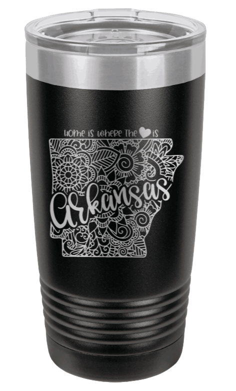 Arkansas - Home Is Where the Heart is Laser Engraved Tumbler (Etched)