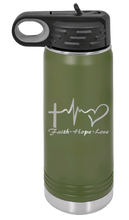 Load image into Gallery viewer, Faith ~ Hope ~ Love Laser Engraved Water Bottle (Etched)
