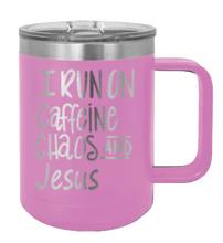 Load image into Gallery viewer, Caffeine Chaos &amp; Jesus Laser Engraved Mug (Etched)
