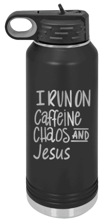 Caffeine Chaos & Jesus Laser Engraved Water Bottle (Etched)