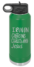 Load image into Gallery viewer, Caffeine Chaos &amp; Jesus Laser Engraved Water Bottle (Etched)
