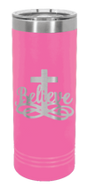 Load image into Gallery viewer, Believe with Cross Laser Engraved Skinny Tumbler (Etched)
