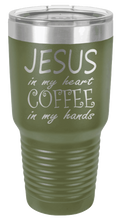 Load image into Gallery viewer, Jesus in my Heart ~ Coffee in my Hand Laser Engraved Tumbler (Etched)
