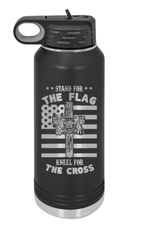 Cross Flag 3 Laser Engraved Water Bottle (Etched)