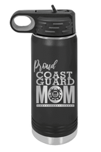 Load image into Gallery viewer, Proud U.S. Coast Guard Mom Laser Engraved Water Bottle (Etched)
