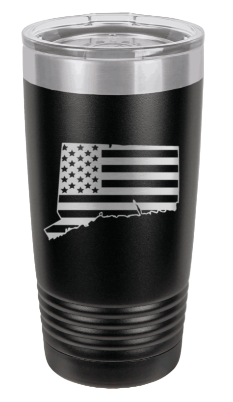 Connecticut State American Flag Laser Engraved Tumbler (Etched)