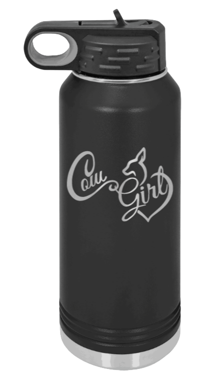 Cow Girl Laser Engraved Water Bottle (Etched)