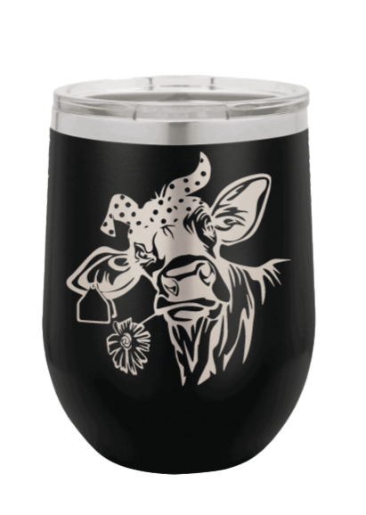 Cow with Bandana Laser Engraved Wine Tumbler (Etched)