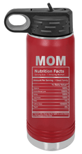 Load image into Gallery viewer, Mom Facts Laser Engraved Water Bottle (Etched)
