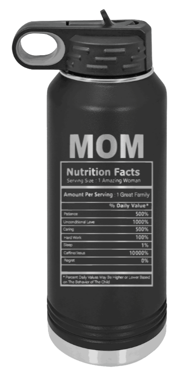 Mom Facts Laser Engraved Water Bottle (Etched)