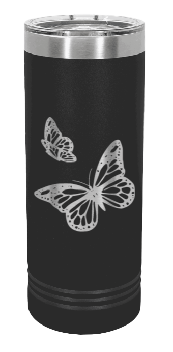 Butterflies Laser Engraved Skinny Tumbler (Etched)