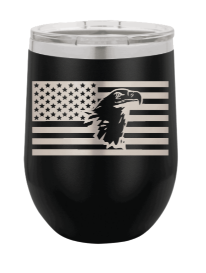 Eagle Flag 1 Laser Engraved Wine Tumbler (Etched)