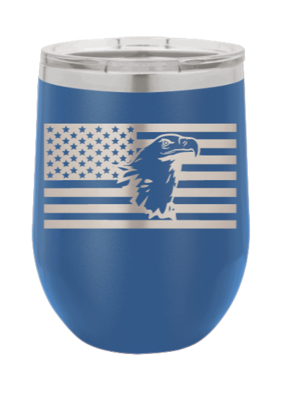 Eagle Flag 1 Laser Engraved Wine Tumbler (Etched)