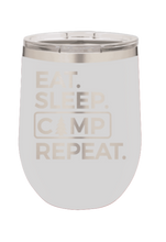 Load image into Gallery viewer, Eat Sleep Camp Repeat Laser Engraved Wine Tumbler (Etched)
