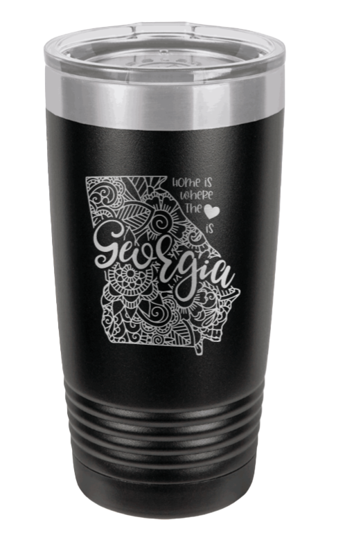 Georgia - Home Is Where the Heart is Laser Engraved Tumbler (Etched)