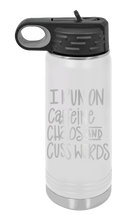 Load image into Gallery viewer, I Run on  Caffeine, Chaos and Cuss Words Laser Engraved Water Bottle (Etched)
