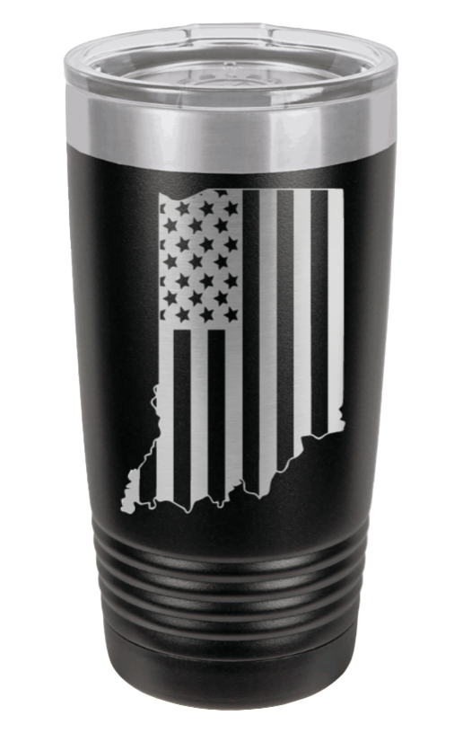 Indiana State American Flag Laser Engraved Tumbler (Etched)