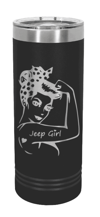 Jeep Girl Laser Engraved Skinny Tumbler (Etched)