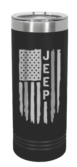 Jeep Flag Laser Engraved Skinny Tumbler (Etched)