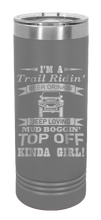 Load image into Gallery viewer, Trail Riding Jeep Girl Laser Engraved Skinny Tumbler (Etched)
