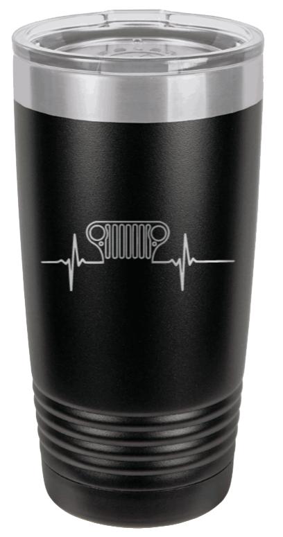 CJ Jeep Grill Heartbeat Laser Engraved Tumbler (Etched)