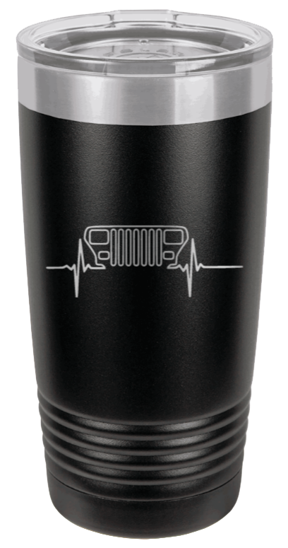 YJ Jeep Grill Heartbeat Laser Engraved Tumbler (Etched)