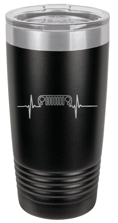 JK Jeep Grill Heartbeat Laser Engraved Tumbler (Etched)