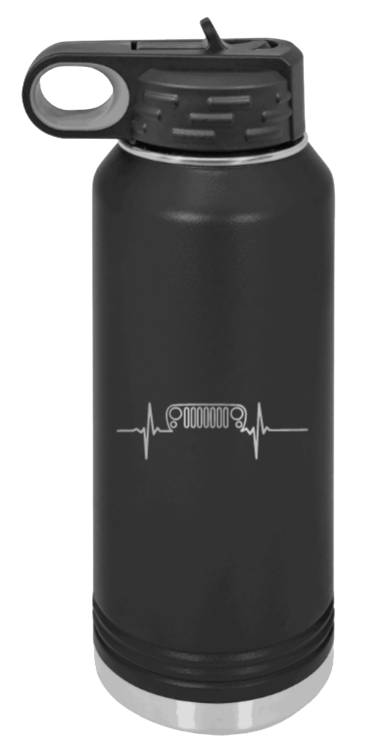 JK Jeep Grill Heartbeat Laser Engraved Water Bottle (Etched)